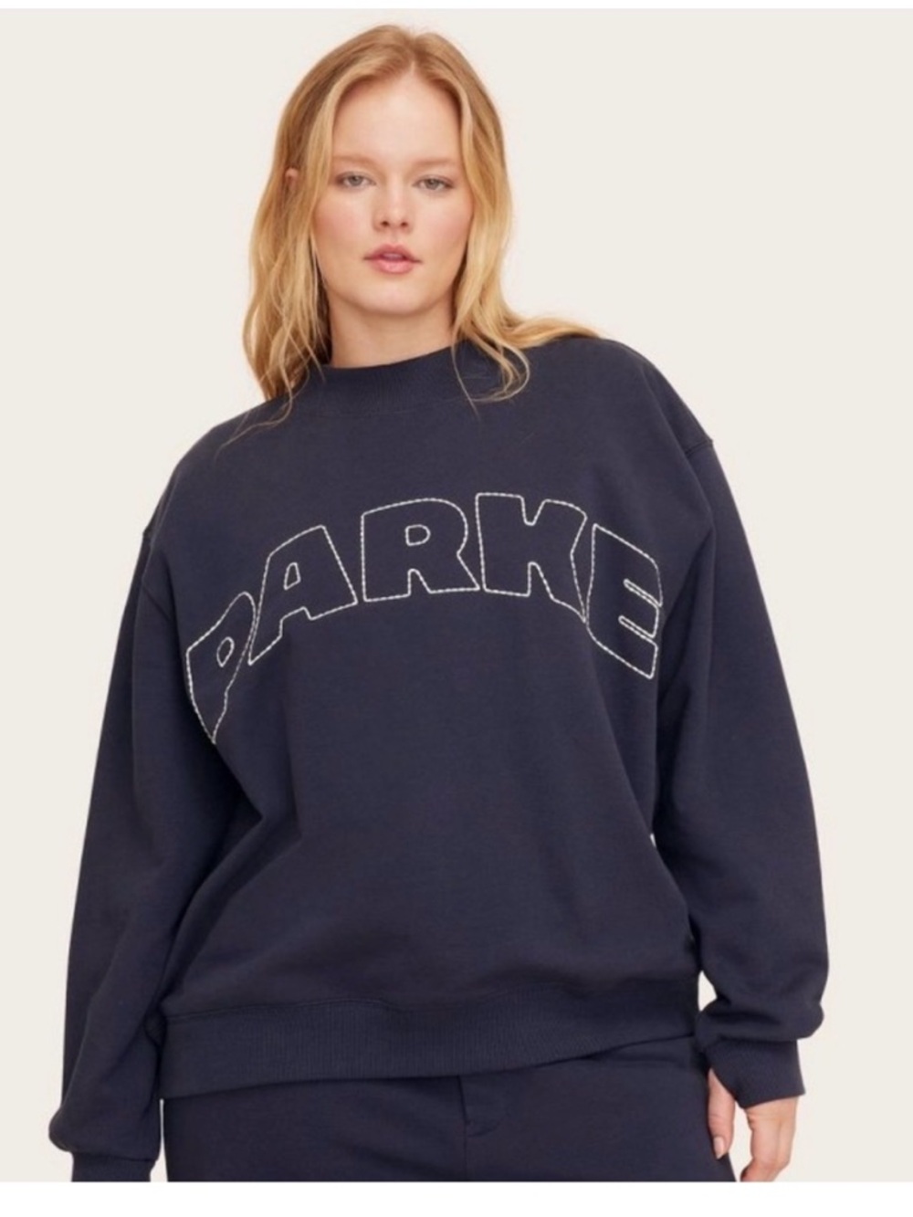 Target x Parke Navy Mockneck Sweatshirt with Contrast Logo L XL